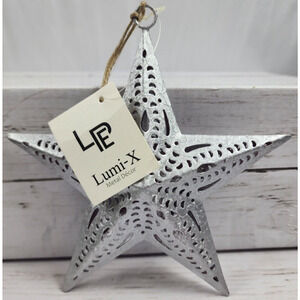 Metal Star Christmas Decor Snow Flake Design, Silver Pack of 6, New by Lumi-X